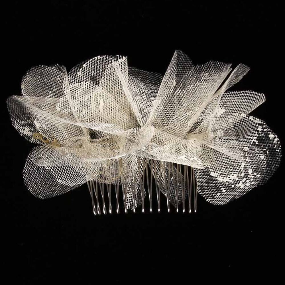 Paris by Debra Moreland Broken Blossoms Painted Tulle Bridal Hair Comb Headpiece